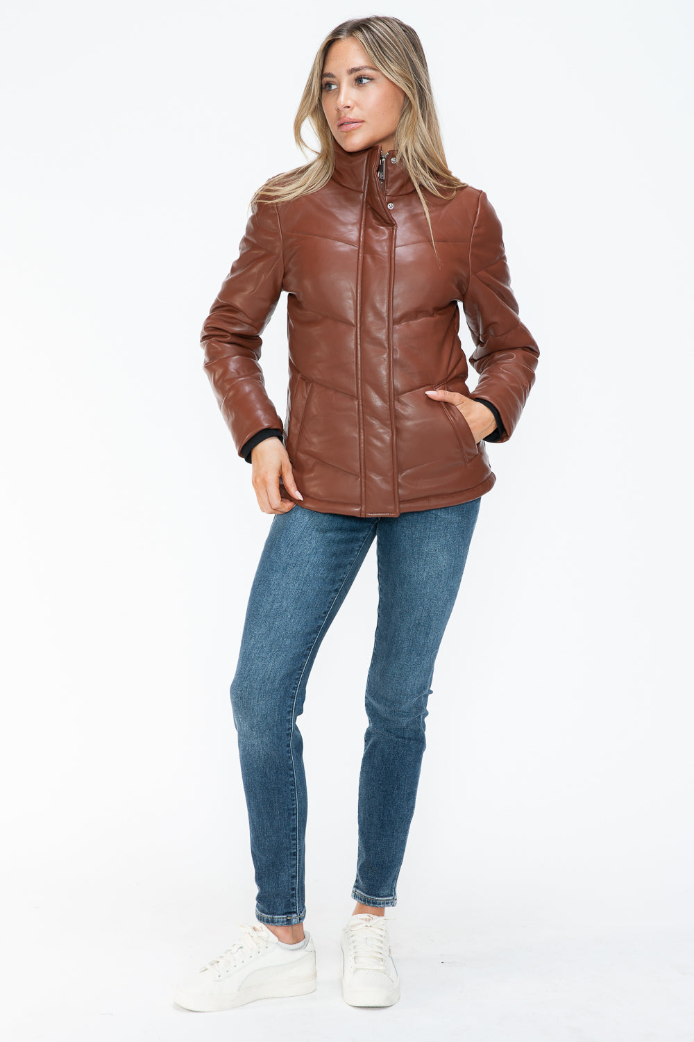 Snobbish Pocketed Zip Up Turtleneck Puffer Jacket - Teresa's Fashionista LLC