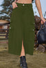 Slit Front Midi Denim Skirt with Pockets-Teresa's Fashionista LLC
