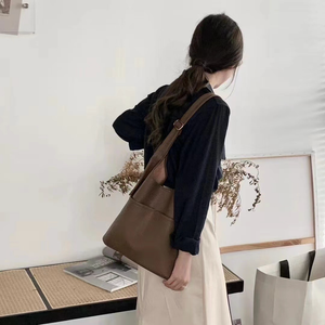 P25070 Pockets Front Microfiber Leather Shoulder Bag