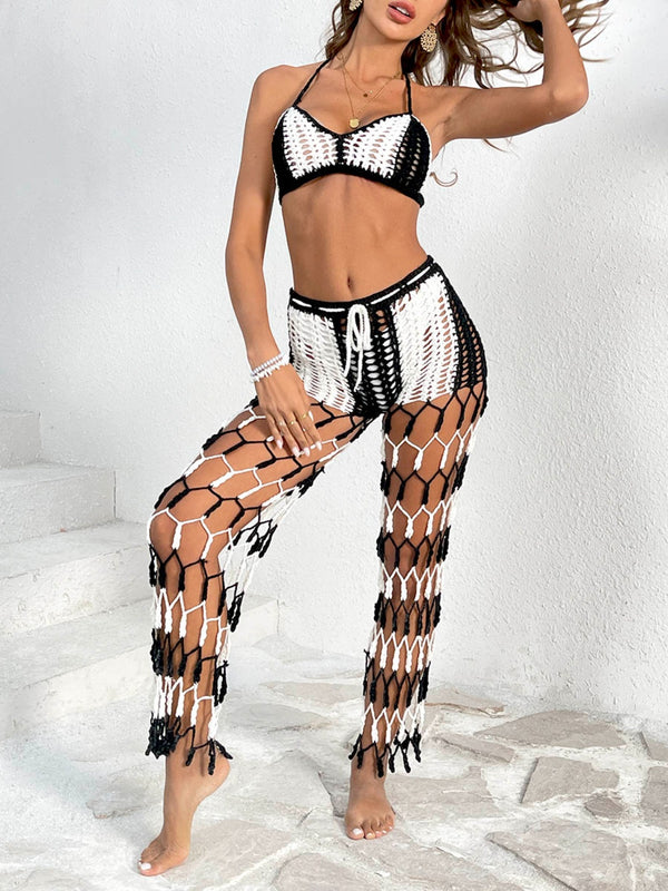 Cutout Halter Neck Top and Pants Two-Piece Swim Set-Teresa's Fashionista LLC