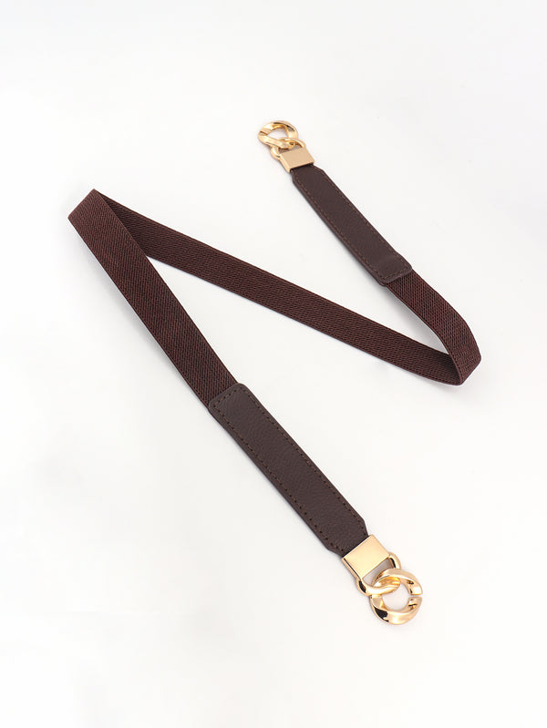 Zinc Alloy Buckle Elastic PU Belt-Teresa's Fashionista LLC