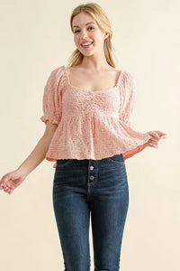 And The Why Lovely Textured and Smocked Top