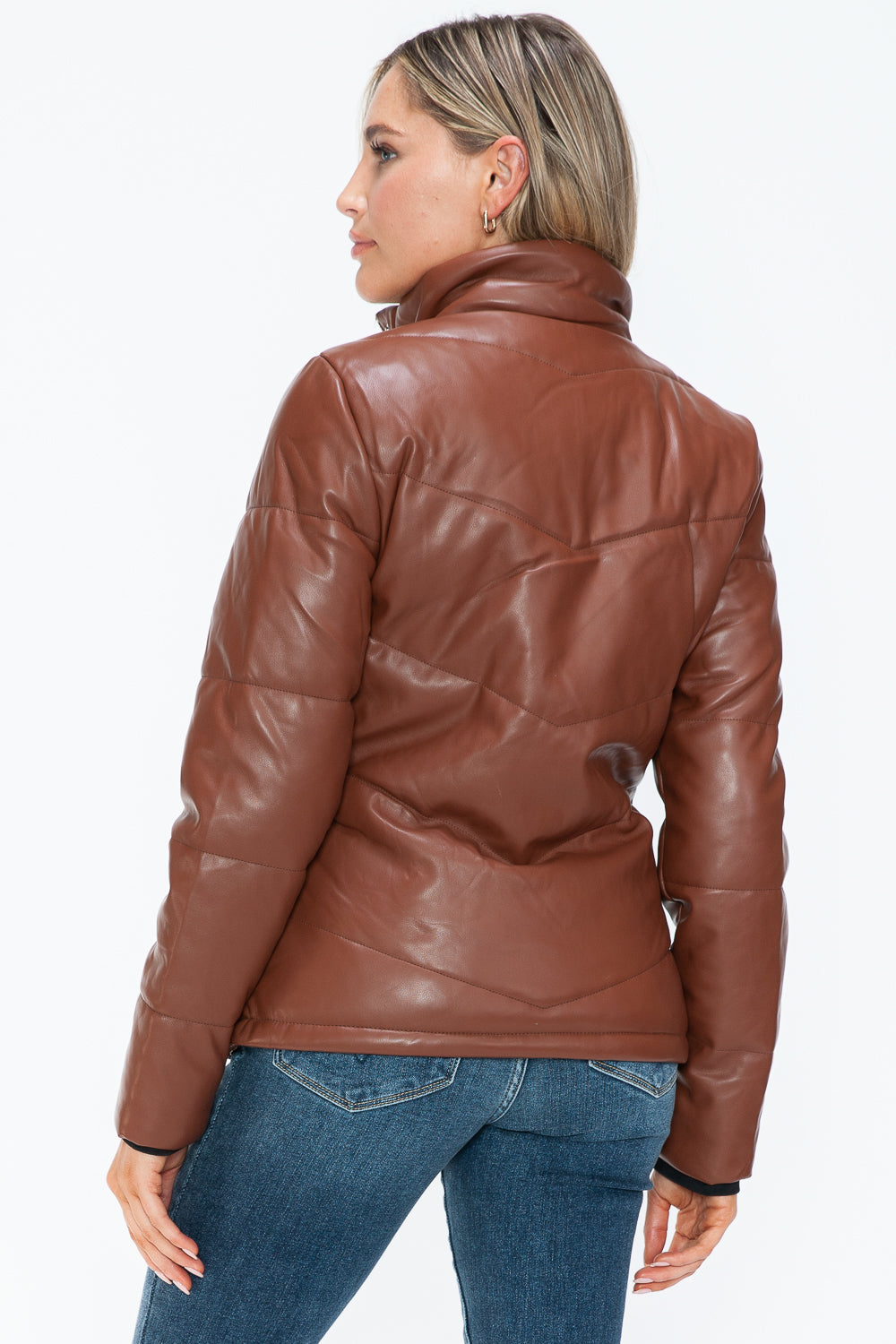 Snobbish Pocketed Zip Up Turtleneck Puffer Jacket - Teresa's Fashionista LLC