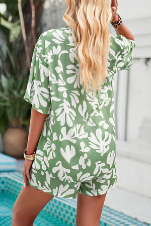 Printed Button Up Shirt and Shorts Set-Teresa's Fashionista LLC