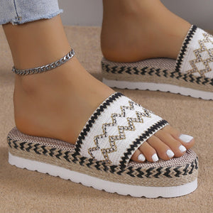 Geometric Weave Platform Sandals-Teresa's Fashionista LLC