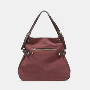 Nicole Lee USA Side Braided Tassel Inlaid Rhinestone Embroidery Hobo Bag-Teresa's Fashionista LLC