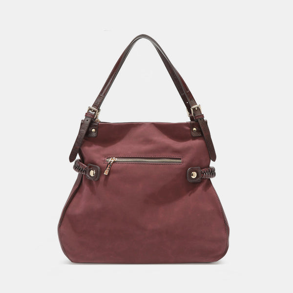 Nicole Lee USA Side Braided Tassel Inlaid Rhinestone Embroidery Hobo Bag-Teresa's Fashionista LLC
