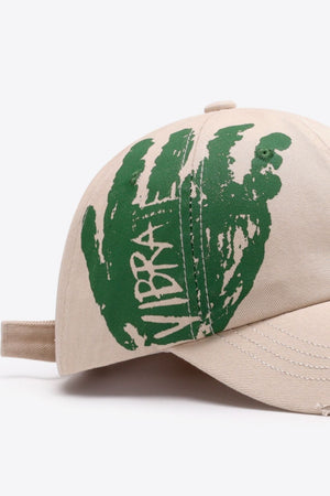 VIBRA Graphic Distressed Adjustable Baseball Cap-Teresa's Fashionista LLC