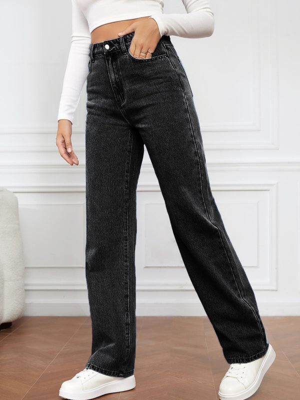 High Waist Straight Jeans - Teresa's Fashionista LLC