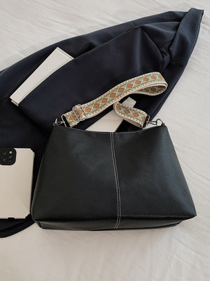 PU Leather Geometric Pattern Strap Shoulder Bag-Teresa's Fashionista LLC