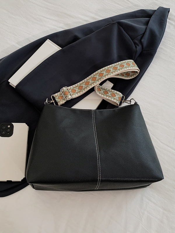 PU Leather Geometric Pattern Strap Shoulder Bag-Teresa's Fashionista LLC