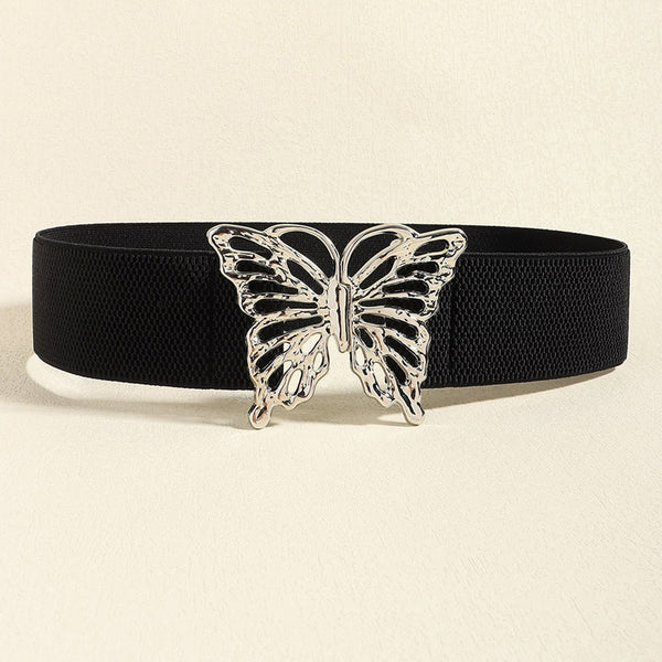 Butterfly Alloy Buckle Elastic Belt-Teresa's Fashionista LLC