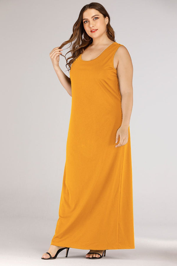 Plus Size Scoop Neck Maxi Tank Dress-Teresa's Fashionista LLC