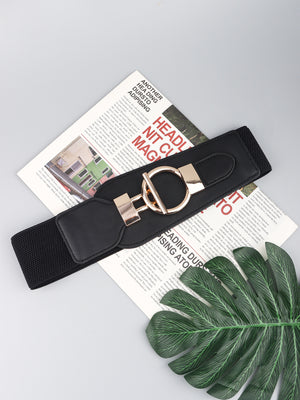 PU Elastic Wide Belt with Alloy Buckle-Teresa's Fashionista LLC