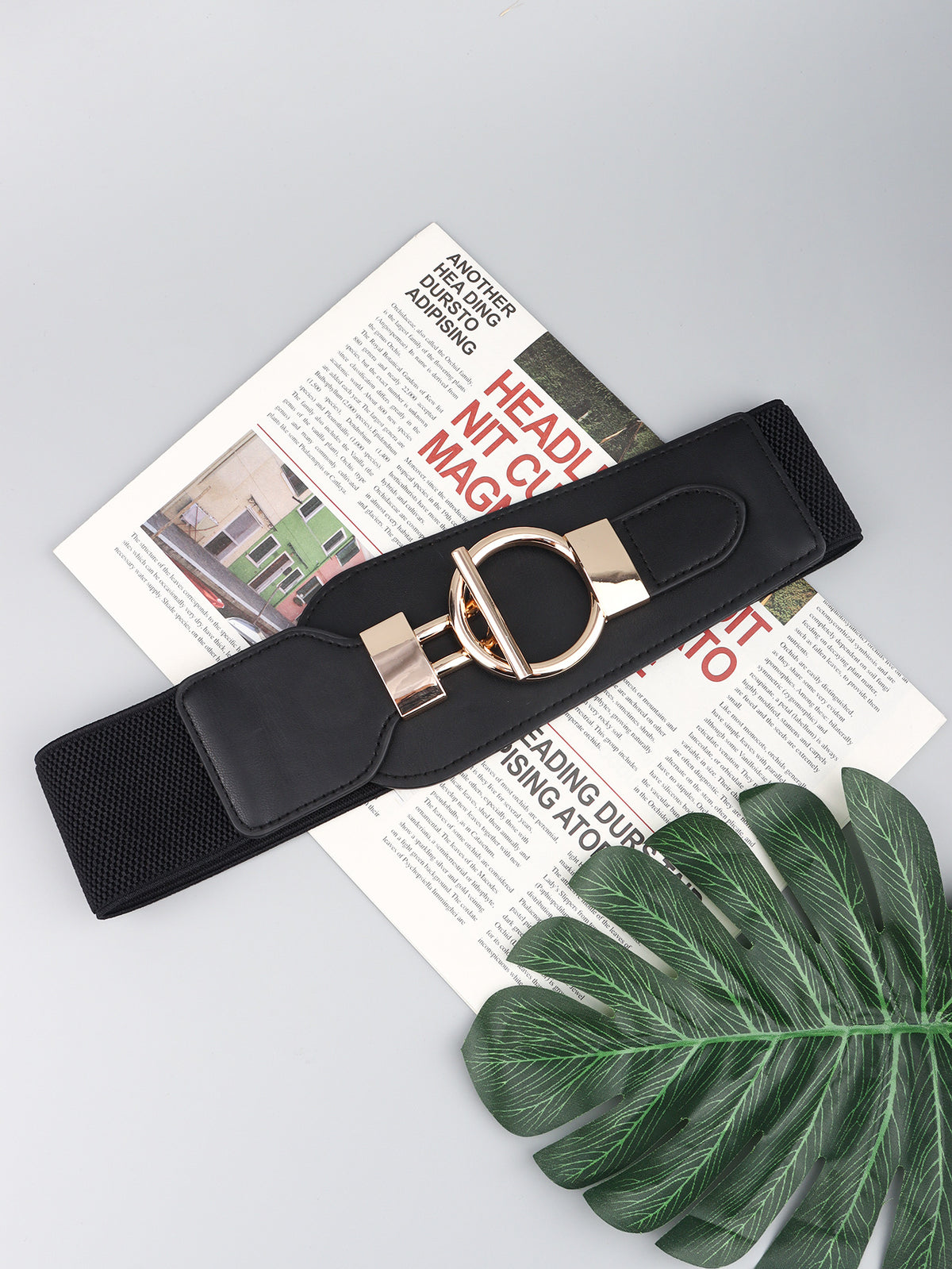 PU Elastic Wide Belt with Alloy Buckle-Teresa&#39;s Fashionista LLC