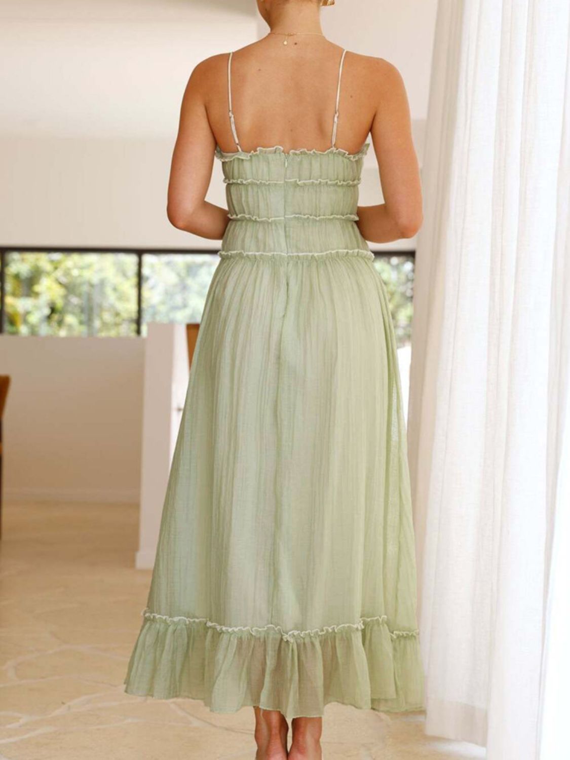 Devine Frill Ruffled Hem Midi Cami Dress - Teresa's Fashionista LLC
