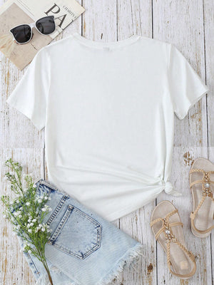 Heart Round Neck Short Sleeve T-Shirt-Teresa's Fashionista LLC