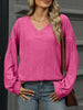 V-Neck Long Sleeve T-Shirt-Teresa's Fashionista LLC
