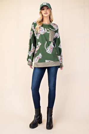 Celeste Full Size Animal Print Contrast Round Neck T-Shirt - Teresa's Fashionista LLC