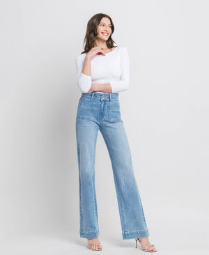 90'S VINTAGE SUPER HIGH RISE FLARE JEANS F5655