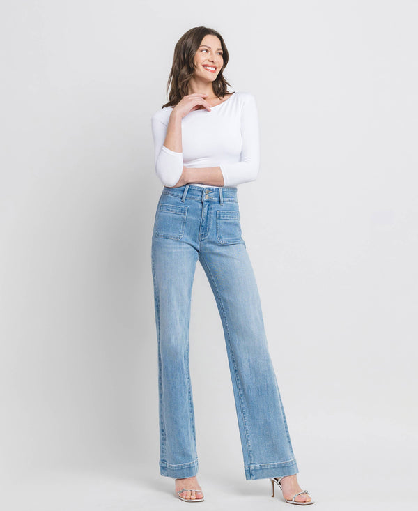 90'S VINTAGE SUPER HIGH RISE FLARE JEANS F5655