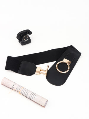 PU Elastic Wide Belt with Alloy Buckle-Teresa's Fashionista LLC