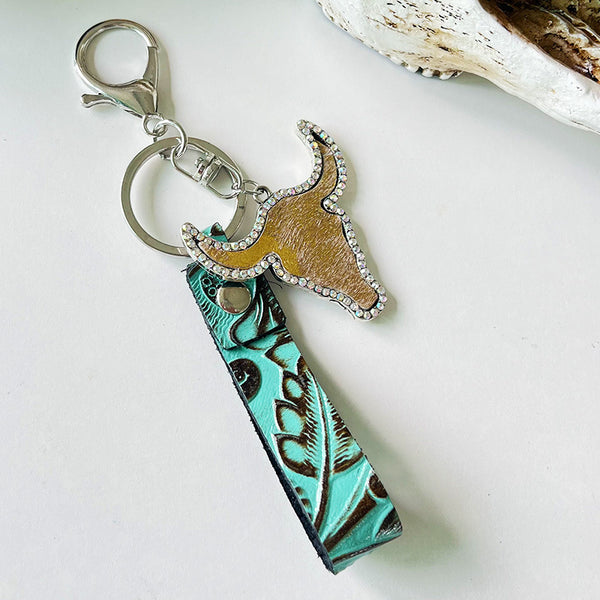 Rhinestone Bull Keychain-Teresa's Fashionista LLC