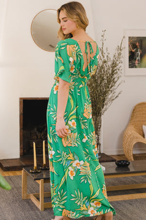 ODDI Full Size Floral Smocked Tied Back Maxi Dress-Teresa's Fashionista LLC