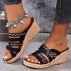 PU Leather Crisscross Wedge Sandals-Teresa's Fashionista LLC