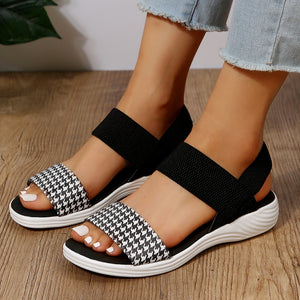 PU Leather Open Toe Low Heel Sandals-Teresa's Fashionista LLC
