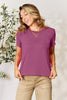 Basic Bae Full Size Round Neck Short Sleeve T-Shirt in purple, featuring a relaxed fit and casual style.