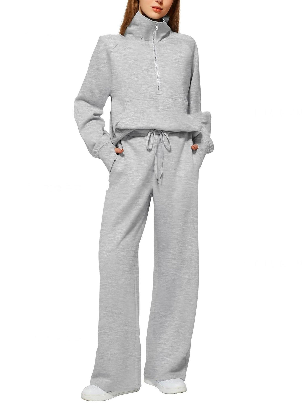 Solid Color Long-sleeved Sweater Trousers Suit Women's Suit - Teresa's Fashionista LLC