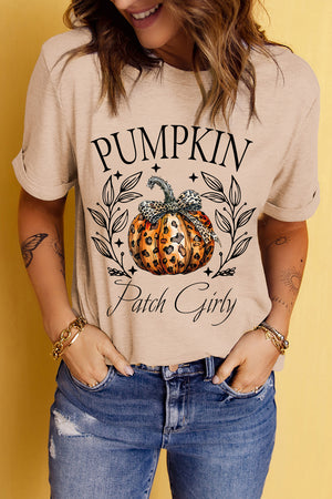 Pumpkin Graphic Round Neck Short Sleeve T-Shirt - Teresa's Fashionista LLC