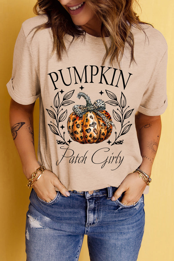 Pumpkin Graphic Round Neck Short Sleeve T-Shirt - Teresa's Fashionista LLC