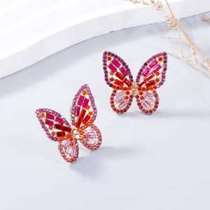 Alloy Inlaid Rhinestone Butterfly Earrings-Teresa's Fashionista LLC