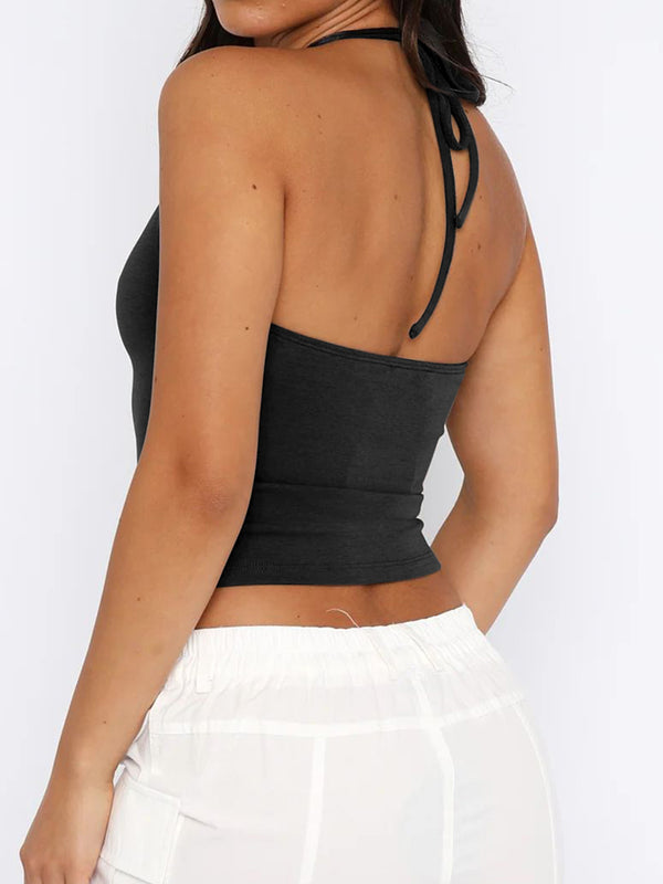 Lace Detail Halter Neck Cami-Teresa's Fashionista LLC