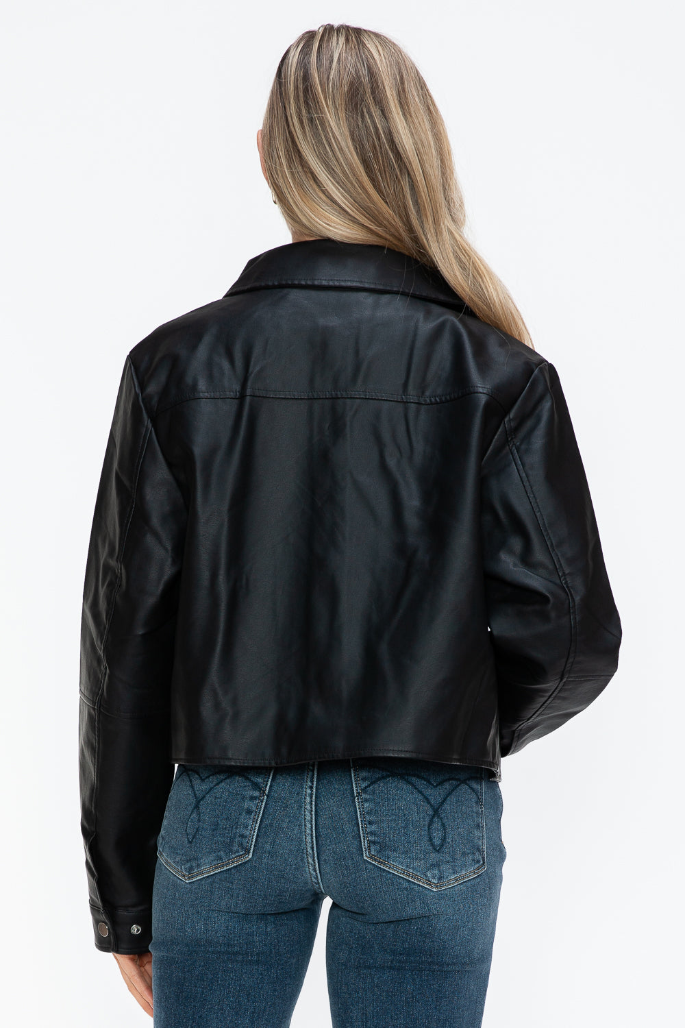 Snobbish Snap Down Long Sleeve PU Leather Jacket - Teresa's Fashionista LLC