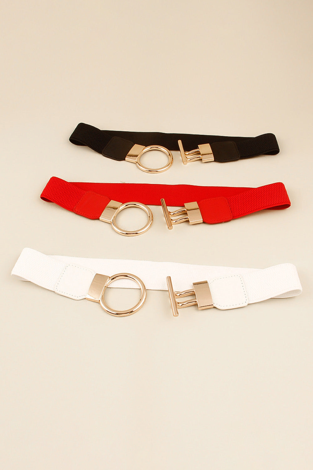 Circle Shape Buckle Zinc Alloy Buckle PU Leather Belt-Teresa's Fashionista LLC
