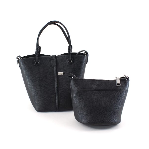 P25018 2-in-1 Small Microfiber Leather Tote w/Crossbody Bag