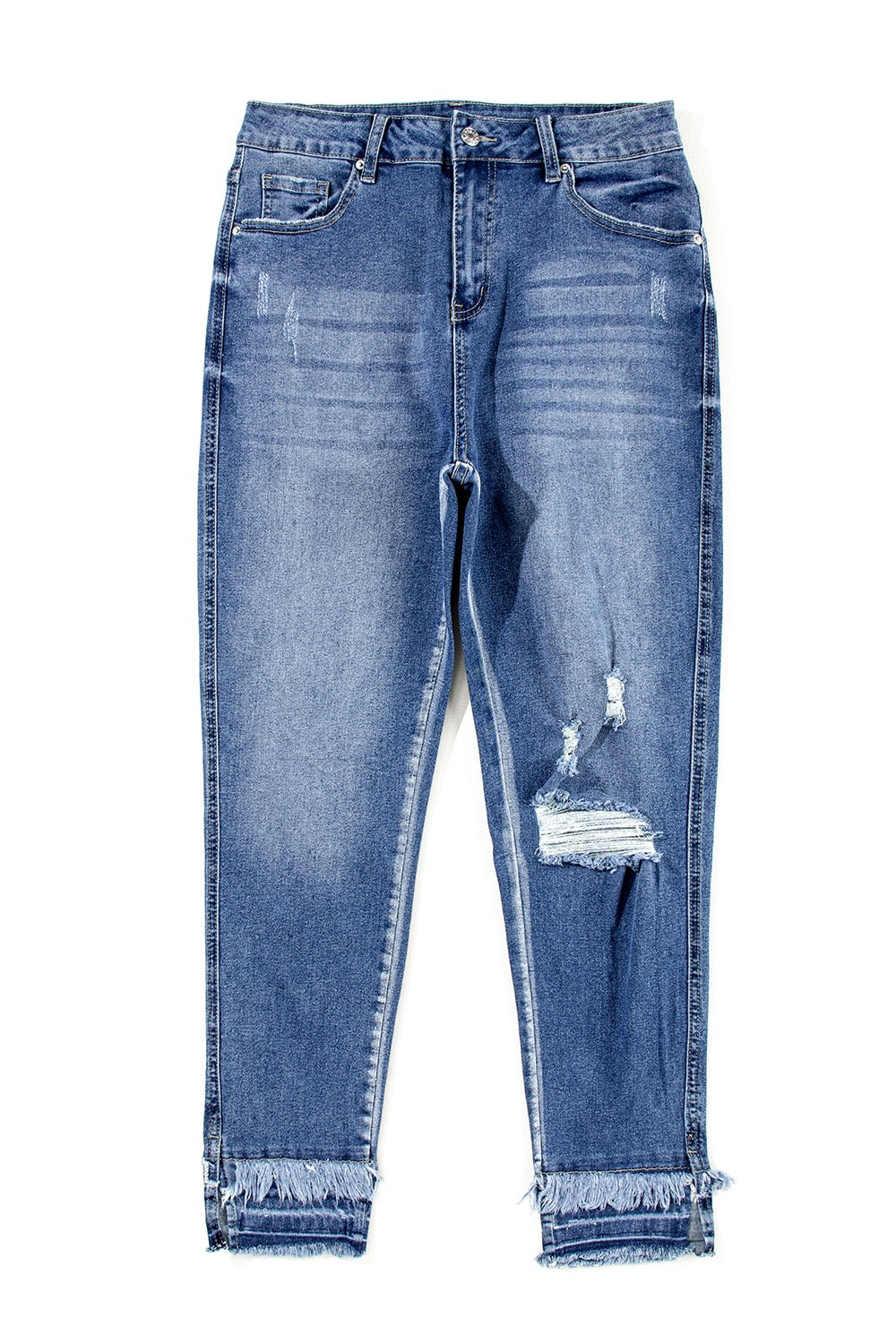 Raw Hem Distressed Jeans with Pockets - Teresa's Fashionista LLC