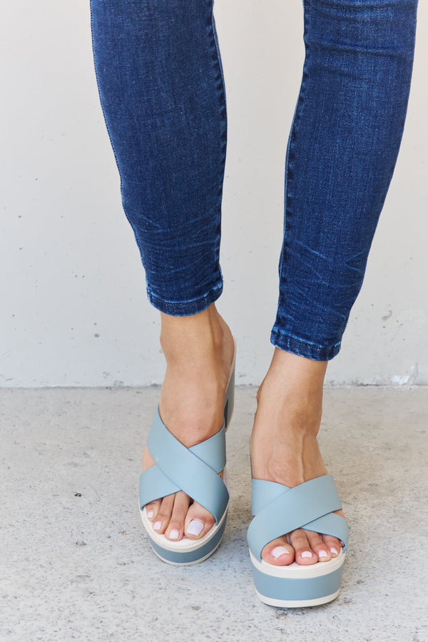 Weeboo Cherish The Moments Contrast Platform Sandals in Misty Blue-Teresa's Fashionista LLC