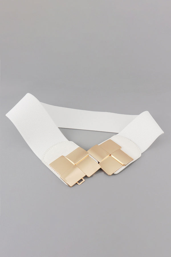 Geometric Buckle Elastic Wide Belt-Teresa's Fashionista LLC