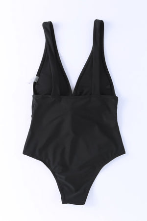 Plunge Wide Strap One-Piece Swimwear-Teresa's Fashionista LLC