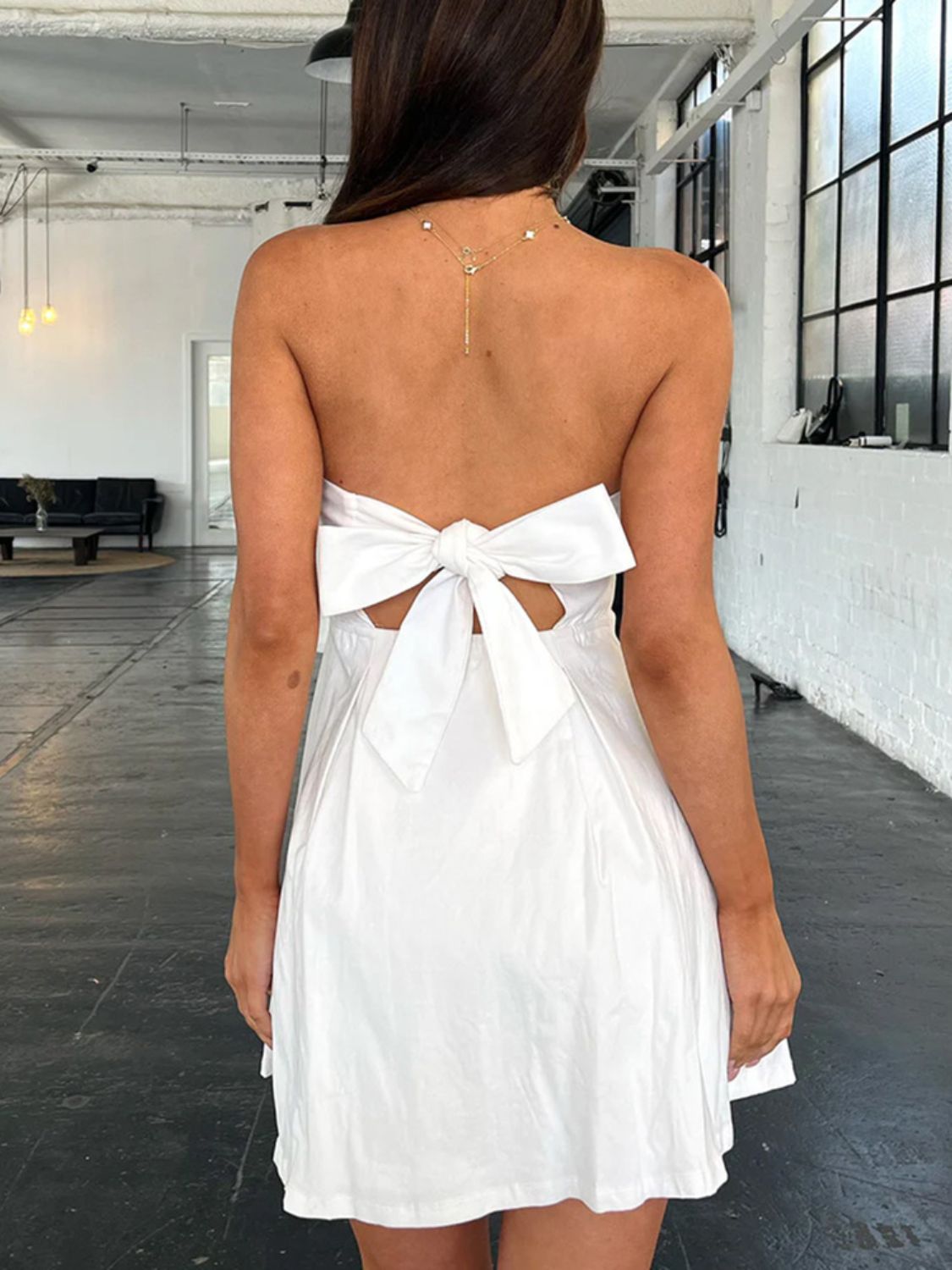 Devine Bow Back Tube Mini Dress - Teresa's Fashionista LLC