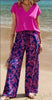 Women's Solid V-Neck Short Sleeve Top And Botanical Print Pants - Teresa's Fashionista LLC