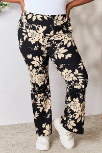 Heimish Full Size High Waist Floral Flare Pants Plus Size