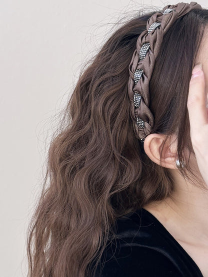 Rhinestone Braided Wide Headband - Teresa's Fashionista LLC