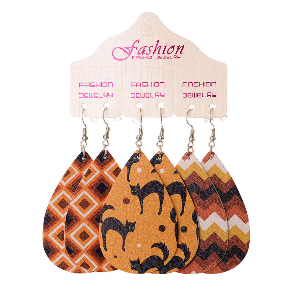 Halloween PU Teardrop Earrings Set - Teresa's Fashionista LLC