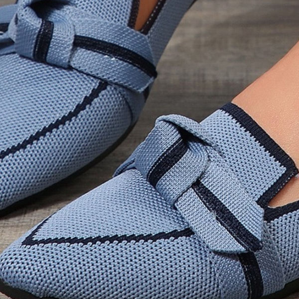 Bow Contrast Trim Point Toe Loafers-Teresa's Fashionista LLC