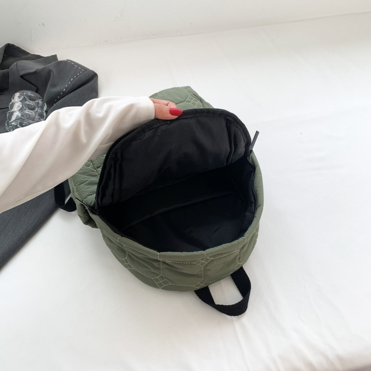 Quilted Polyester Backpack Bag-Teresa&#39;s Fashionista LLC